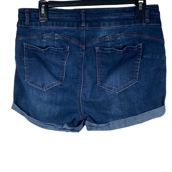 Wax Jean Denim Shorts Cuffed Dark Wash Stretch Casual Women's Size L 31x2 - Picture 2 of 5